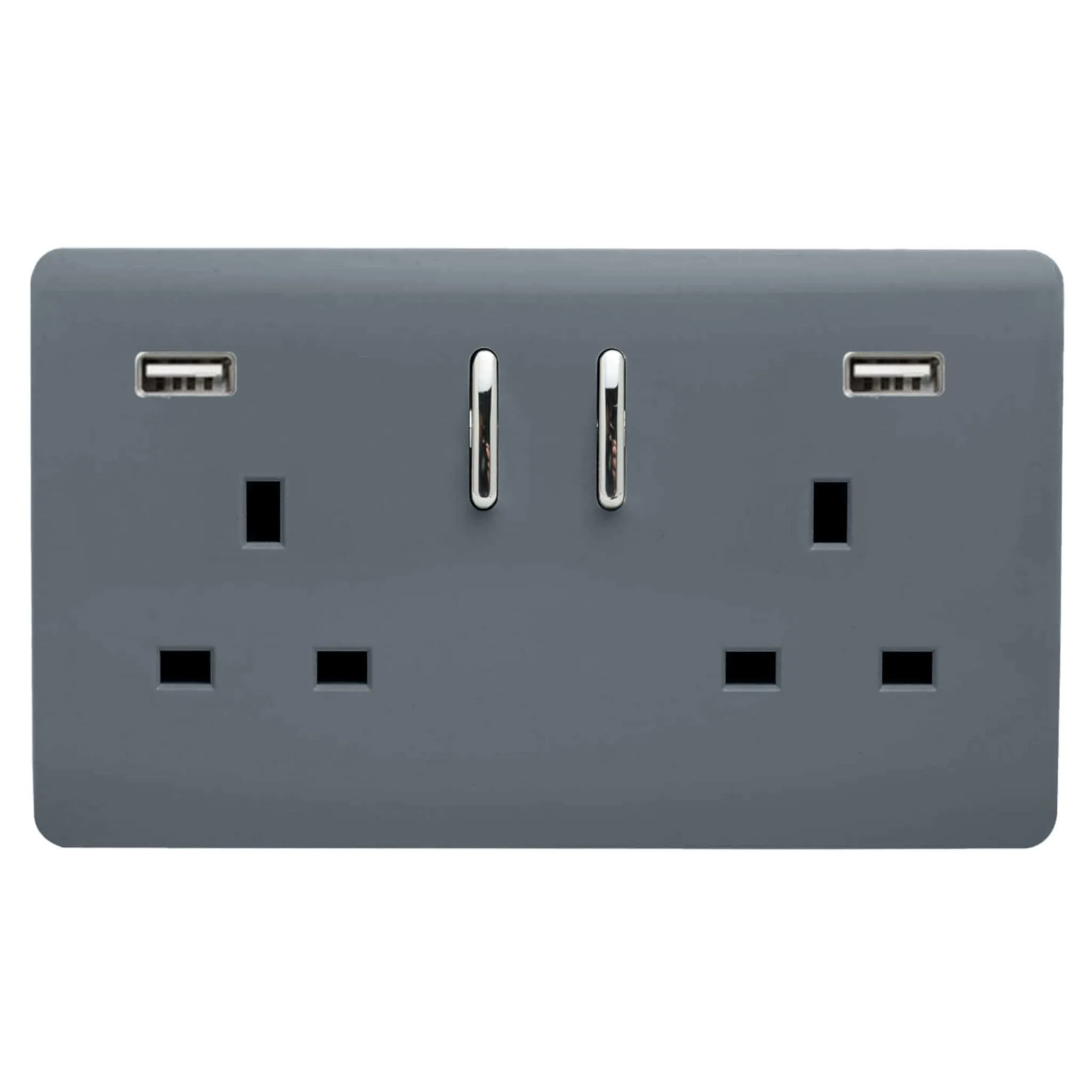 ART-SKT213USB21AAWG  2 Gang 13Amp Short S/W Double Socket With 2x2.1Mah USB Warm Grey